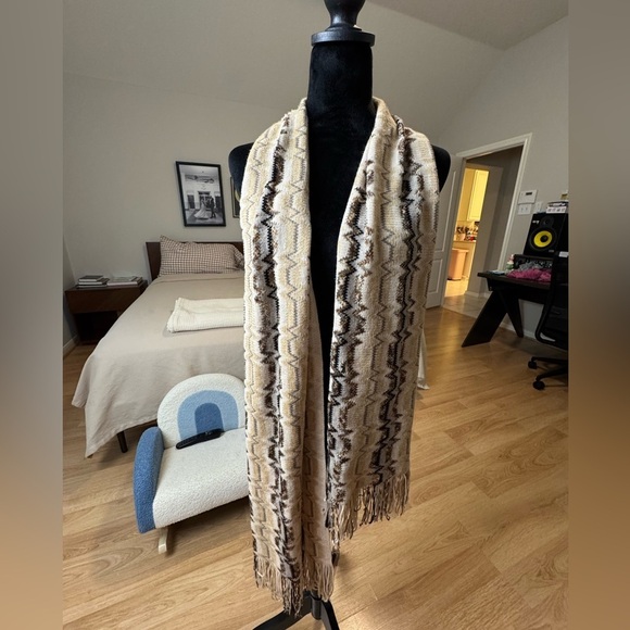 MISSONI Brown Tan Neutrals Wool Blend Scarf (FLAWED) - Picture 1 of 6